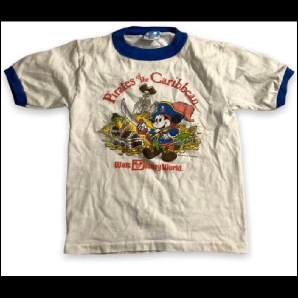 Vintage 80's Disney Pirates of the Caribbean Raglan TShirt Sze Medium Very Rare
